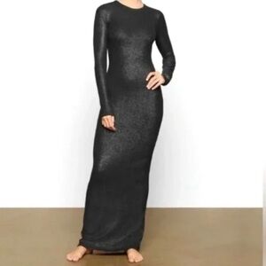 SKIMS Shimmer Onyx Foil Maxi Dress
